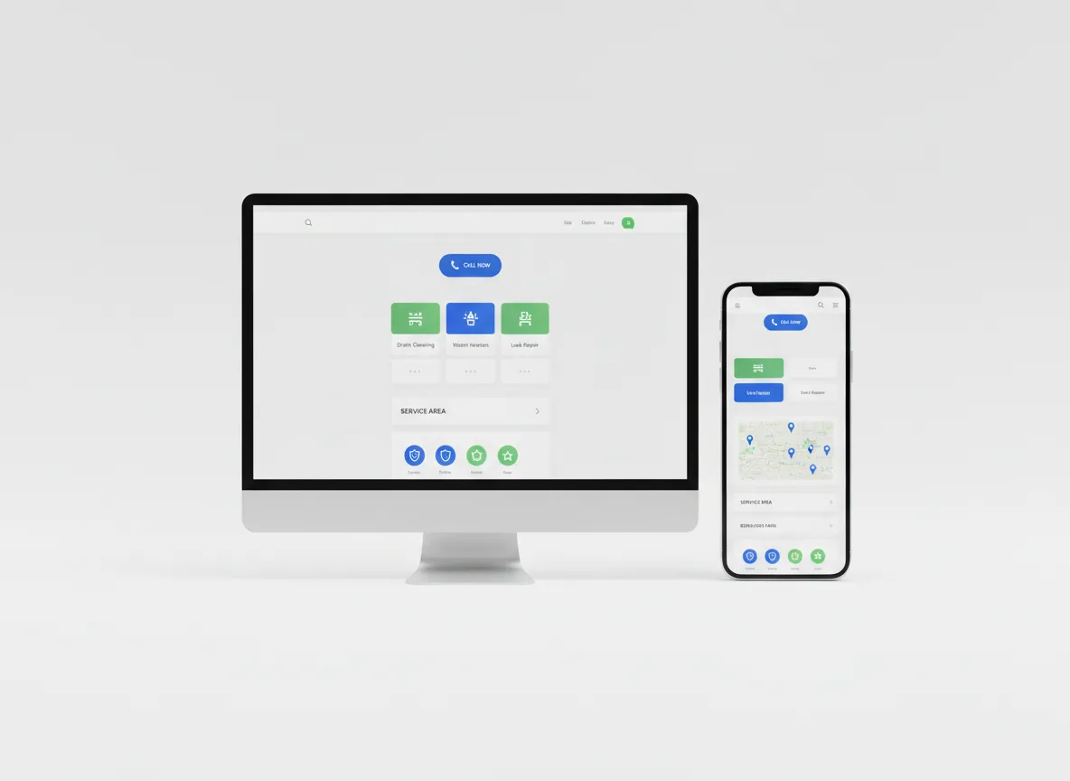 Modern website layout for a local plumbing service